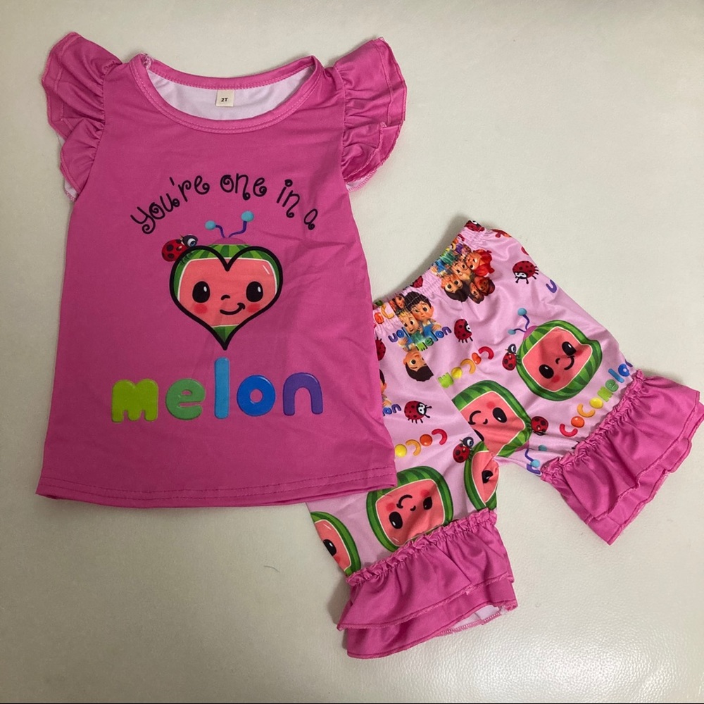 Cocomelon cute ruffle pink shorts set - Picture 2 of 6
